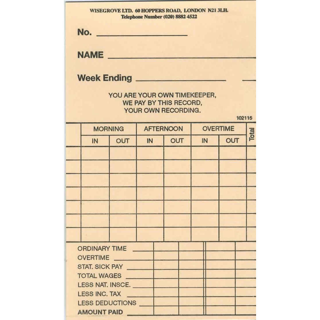 102115 Weekly Clock Cards ActIn Time Workforce Systems